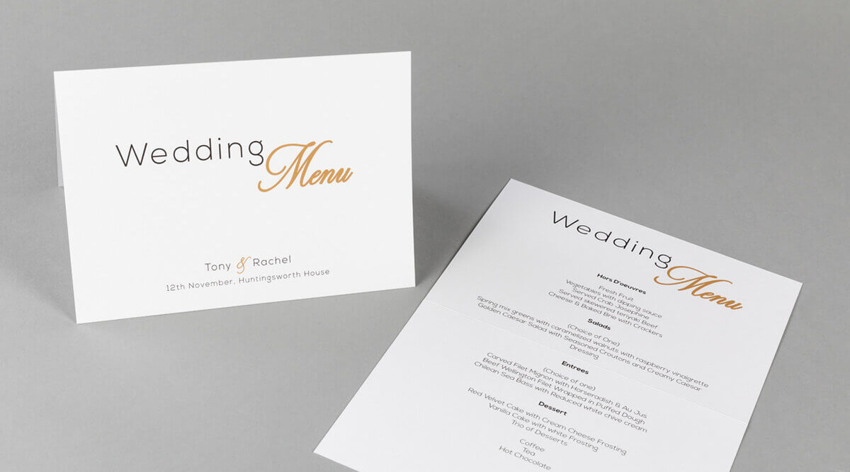 Folded Wedding Menus